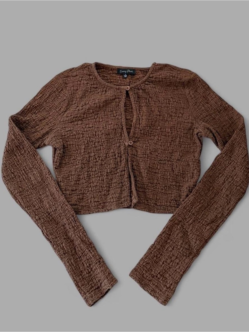 Brown textured long sleeve button up